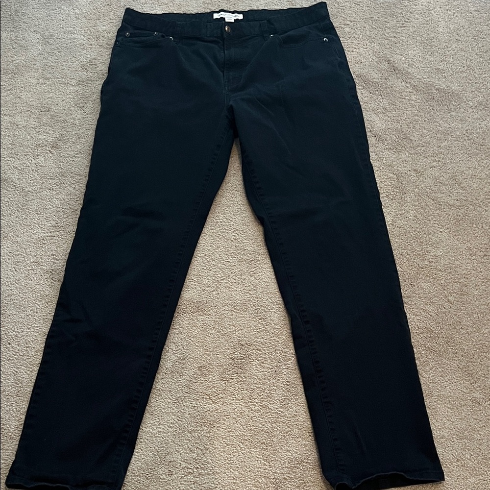 Amazon Essentials Men’s Black Straight-Leg Cotton/Elastane Pants- size 38W, 34L